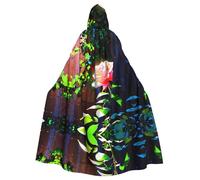 BLWSLC Cape à capuche pour adulte - Belle rose épineuse lumineuse imprimée - Cape d'Halloween adaptée pour le cosplay et les spectacles sur scène