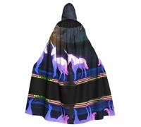 BLWSLC Cape à capuche pour adulte - Imprimé licorne lumineuse - Convient pour le cosplay et les spectacles sur scène