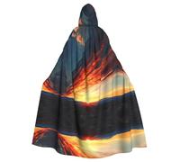 BLWSLC Cape à capuche pour adulte - La libération de la lumière du coucher du soleil - Cape d'Halloween imprimée adaptée pour le cosplay et les spectacles sur scène