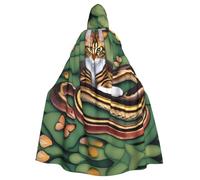 BLWSLC Cape à capuche pour adulte - L'histoire du serpent et du chat - Cape d'Halloween imprimée adaptée pour le cosplay et les spectacles sur scène
