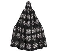 BLWSLC Cape d'Halloween imprimée en HD de loup-garou - Cape à capuche pour bal masqué - Costume de carnaval - Longueur : 147 cm - Hauteur de la capuche : 38 cm