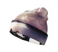 BLWSLC Casquette en tricot sans bord Vikings avec imprimé bateau pour adulte, convient pour les saisons froides, chaud et confortable, noir