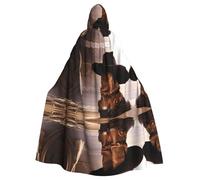 BLWSLC Chapeau de cowboy noir bottes western imprimé Halloween cape à capuche adulte costume de scène cape à capuche sans fermeture éclair convient pour bal masqué cosplay