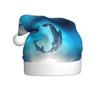 BLWSLC Chapeau de Noël imprimé avec motif de conte de dauphins pour adulte, chapeau de décoration de Noël adapté pour les spectacles sur scène, les fêtes de vacances