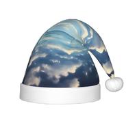BLWSLC Chapeau de Noël imprimé nuages blancs sur la mer pour enfants, chapeau de Noël festif adapté pour les fêtes du Nouvel An et les vêtements d'hiver en plein air