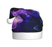BLWSLC Chapeau de Noël pour adulte avec imprimé papillons blancs et violets, chapeau de décoration de Noël adapté pour les spectacles sur scène, les fêtes de vacances