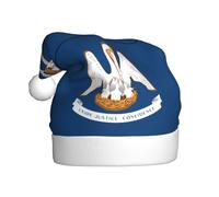 BLWSLC Chapeau de Père Noël imprimé drapeau de l'État de Louisiane, chapeaux décoratifs, adaptés pour Noël et Nouvel An, spectacles sur scène