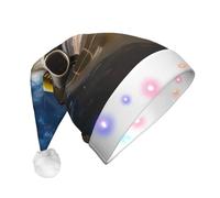 BLWSLC Chapeau de Père Noël lumineux avec avion dans la lumière du soir - Chapeau de Père Noël pour adulte - Convient pour Noël, Nouvel An et autres fêtes de fin d'année