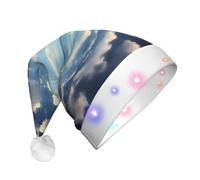 BLWSLC Chapeau de Père Noël lumineux avec nuages blancs sur la mer - Chapeau de Père Noël pour adulte - Convient pour Noël, Nouvel An et autres fêtes de fin d'année