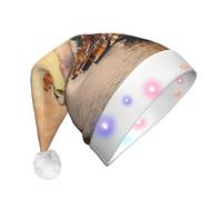 BLWSLC Chapeau de Père Noël lumineux avec vue sur le canal de Venise - Chapeau de Père Noël pour adulte - Convient pour Noël, Nouvel An et autres fêtes de fin d'année