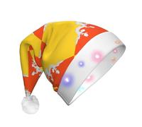 BLWSLC Chapeau de Père Noël lumineux Drapeau du Royaume du Bhoutan Imprimé Chapeau de Père Noël Adulte Convient pour Noël, Nouvel An et autres fêtes de fin d'année