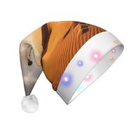 BLWSLC Chapeau de Père Noël lumineux imprimé camel solitaire pour adulte adapté pour Noël, Nouvel An et autres fêtes de fin d'année