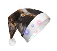 BLWSLC Chapeau de Père Noël lumineux imprimé hyène solitaire pour adulte adapté pour Noël, Nouvel An et autres fêtes de fin d'année