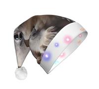 BLWSLC Chapeau de Père Noël lumineux mignon koala imprimé chapeau de Père Noël adulte adapté pour Noël, Nouvel An et autres fêtes de fin d'année