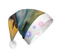 BLWSLC Chapeau de Père Noël lumineux Motif coucher de soleil à Barcelone pour adulte Convient pour Noël, Nouvel An et autres fêtes de fin d'année