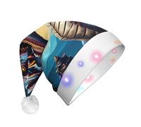 BLWSLC Chapeau de Père Noël lumineux pour adulte avec lumières LED pour Noël, Nouvel An et autres fêtes de fin d'année