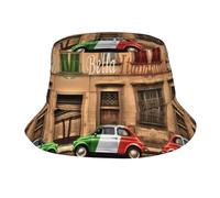BLWSLC Chapeau de soleil d'extérieur - Beau chapeau cloche imprimé Italie pour adulte - Convient pour la randonnée, la pêche et le fitness - Noir
