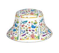 BLWSLC Chapeau de soleil motif poisson sous la mer - Chapeau bob imprimé pour le sport, les voyages, la randonnée, la course à pied, la pêche - Noir