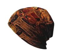 BLWSLC Chapeau tricoté à motif engrenages steampunk cool, élastique, sans bord, chaud et adapté pour la maison, le ski ou les voyages. Noir
