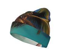 BLWSLC Chapeau tricoté pour adulte Motif îles des Caraïbes Chapeau chaud d'hiver Convient pour la marche, le sport et les voyages Noir