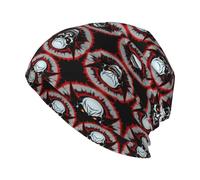 BLWSLC Chapeau tricoté rouge et noir à motif drapeau du mauvais fantôme, chapeau élastique décontracté, adapté pour la maison, les voyages, la randonnée et le quotidien.
