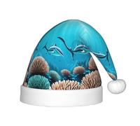 BLWSLC Chapeaux de Noël imprimés baleines profondes pour enfants, chapeaux décoratifs adaptés pour Noël, les fêtes du Nouvel An, etc.