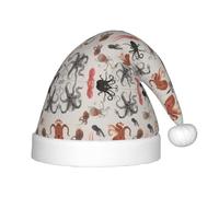 BLWSLC Chapeaux de Noël imprimés pieuvre colorés pour enfants, chapeaux décoratifs adaptés pour Noël, les fêtes du Nouvel An, etc.