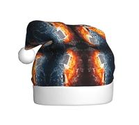 BLWSLC Chapeaux de Père Noël imprimés avec microphone Ice and Fire, chapeaux décoratifs, adaptés pour les fêtes de Noël et du Nouvel An, spectacles sur scène