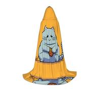 BLWSLC Chat jouant avec une boule de ficelle imprimée longue petite cape à capuche pour fêtes de vacances, cosplay et fêtes costumées
