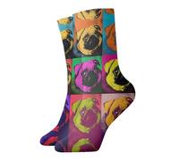 BLWSLC Chaussettes de sport élégantes imprimées Pop Art Carlin 30,5 cm Chaussettes chaudes toutes saisons douces et confortables adaptées pour la maison et le bureau
