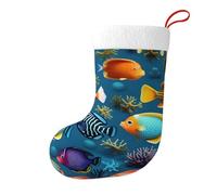 BLWSLC Chaussettes décoratives de Noël en forme de poisson de récif sous-marin, chaussettes décoratives imprimées adaptées pour les fêtes de Noël festives, la décoration de la maison