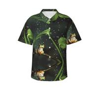 BLWSLC Chemise décontractée à manches courtes pour homme Motif grenouille et pluie Idéal pour les fêtes sur la plage, Noir , L