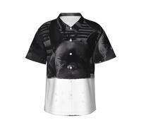 BLWSLC Chemise hawaïenne pour homme avec imprimé bouledogue français, parfaite pour les fêtes de plage et les vacances, look décontracté, Noir , XXL