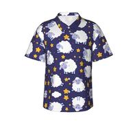 BLWSLC Chemise hawaïenne pour homme avec imprimé mouton, parfaite pour les fêtes de plage et les vacances, look décontracté, Noir , S