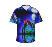 BLWSLC Chemise hawaïenne pour homme avec imprimé perroquet, parfaite pour les fêtes de plage et les vacances, look décontracté, Noir , XXL