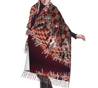 BLWSLC Classic International Chess imprimé châle à franges imitation cachemire doux adapté pour les mariages et banquets