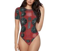 BLWSLC Combinaison à manches courtes pour femme avec motif d'armes biologiques - Combinaison décontractée pour fête/quotidien avec ourlet à bouton-pression, Noir/blanc, XXL