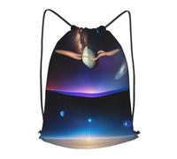 BLWSLC Cosmic Saturn Sac à dos de voyage avec cordon de serrage et cordon de serrage Idéal pour les voyages courts, noir, Medium