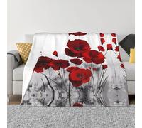 BLWSLC Couverture polaire imprimée coquelicot rouge, jeté de canapé décoratif, disponible en 4 tailles de fleurs de coquelicot rouge pour la chaleur de la maison.