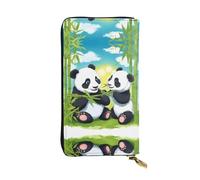 BLWSLC Deux pandas heureux - Longue pochette - Portefeuille à fermeture éclair - Porte-cartes - Sac de rangement portable pour pièces de monnaie de voyage - Convient pour les voyages et une