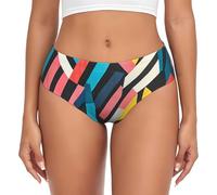 BLWSLC Disorderly blocks of color Slip taille basse pour femmes | Sous-vêtements basiques toutes saisons, tailles XS à 4XL, Noir , XS
