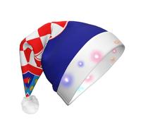 BLWSLC Drapeau de la République de Croatie - Chapeau de Père Noël lumineux pour adulte - Chapeau de Père Noël imprimé avec lumières LED - Convient pour Noël, Nouvel An et autres fêtes de fin d'année