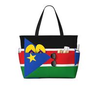 BLWSLC Drapeau du Soudan du Sud imprimé, sac de plage de grande capacité, adapté pour les vacances, le camping et une utilisation quotidienne.