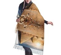 BLWSLC Écharpe à franges à motif de l'Égypte ancienne, châle d'hiver chaud, le style femme peut être associé à des manteaux, des pulls ou des costumes