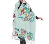 BLWSLC Écharpe à franges à motif I Love The 90s, châle d'hiver chaud, le style femme peut être associé à des manteaux, des pulls ou des costumes