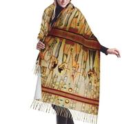 BLWSLC Écharpe à franges à motifs pour femmes en Égypte ancienne, châle d'hiver chaud, le style femme peut être associé à des manteaux, des pulls ou des costumes