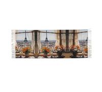 BLWSLC Écharpe chaude à pompons beaux pylônes au loin imprimé à pompons 195,6 x 68,6 cm, convient pour l'hiver, chaud et confortable