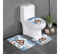 BLWSLC Ensemble de 3 tapis de salle de bain imprimé faon d'hiver, convient pour les toilettes, baignoires et salles de douche en forme de U
