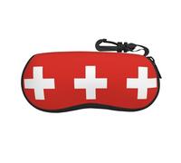 BLWSLC Étui à lunettes avec fermeture éclair - Motif drapeau suisse - Pochette softshell - Convient pour la salle de sport et les voyages