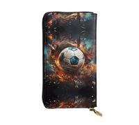 BLWSLC Firecracker Soccer Longue pochette portefeuille à fermeture éclair Porte-cartes Sac de rangement portable pour pièces de monnaie de voyage adapté pour les voyages et une utilisation quotidienne